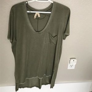 Free People olive v neck tee